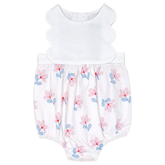 Combinaison bébé blanc motif fleurs Jacadi, vue de dos, fille 3 mois