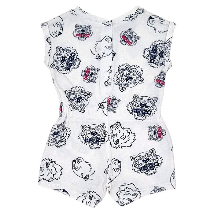Combinaison bébé écru/marine imprimé tigre Kenzo, vue de dos, fille 3 mois
