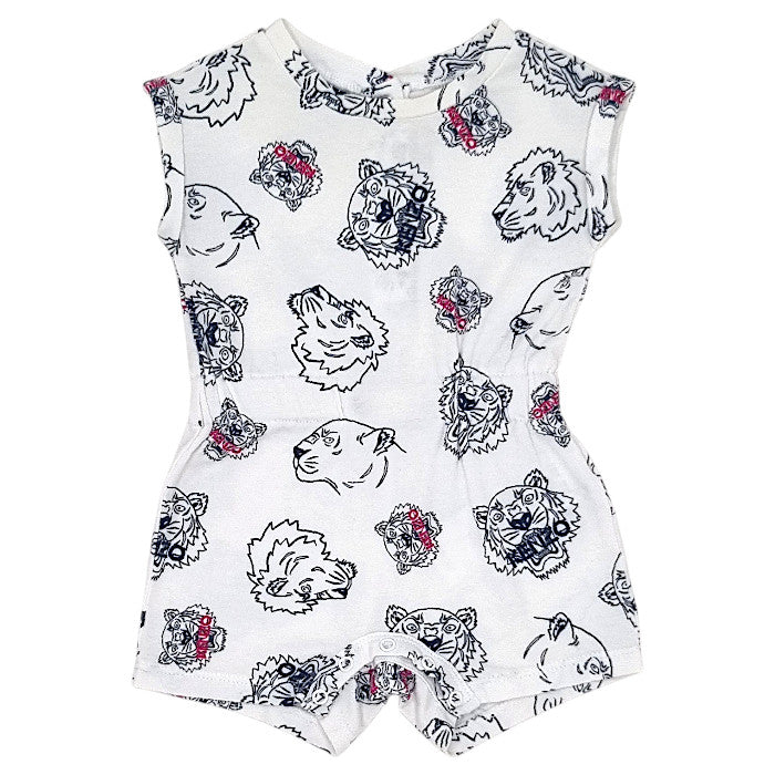 Combinaison bébé fille Kenzo, écru/marine imprimé tigre, taille 3 mois, seconde main luxe, vue de face