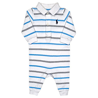 Combinaison longue Ralph Lauren bébé garçon 3 mois blanche à rayures - Vêtement de marque seconde main
