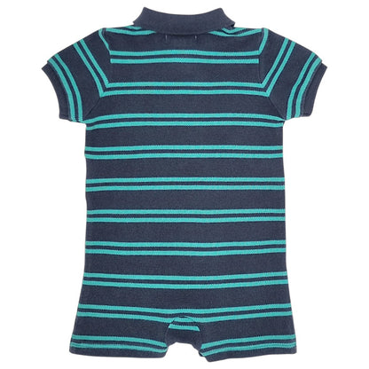 Combinaison bébé bleu/vert en maille piquée Ralph Lauren, vue de dos, garçon 3 mois