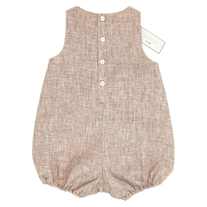 Combinaison bébé beige en lin Tartine et Chocolat, vue de dos, mixte 6 mois