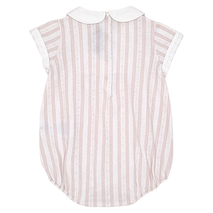 Combinaison bébé rose rayure Garda Tartine et Chocolat, vue de dos, fille 6 mois