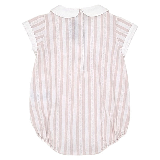 Combinaison bébé rose rayure Garda Tartine et Chocolat, vue de dos, fille 6 mois