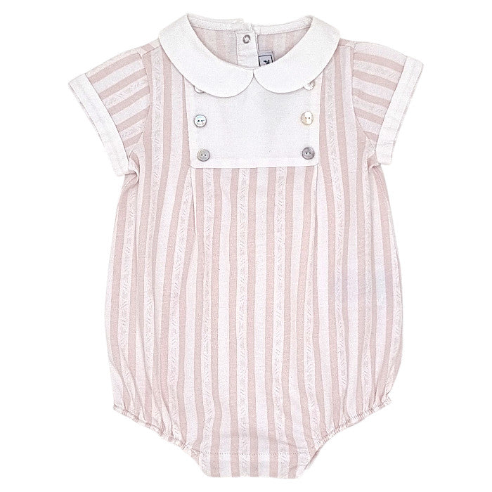 Combinaison bébé fille Tartine et Chocolat, rose rayure Garda, taille 6 mois, seconde main haut de gamme, vue de face