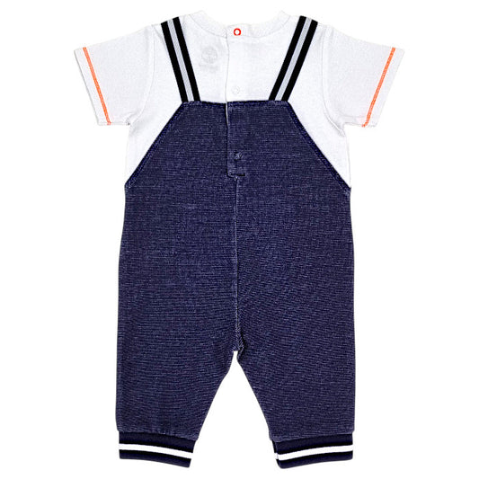 Combinaison bébé bleu effet trompe-l’œil Timberland, vue de dos, garçon 6 mois