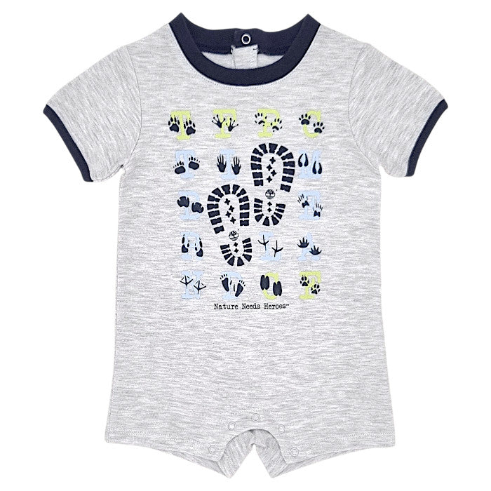 Combinaison bébé garçon Timberland, gris message imprimé, taille 9 mois, seconde main premium, vue de face