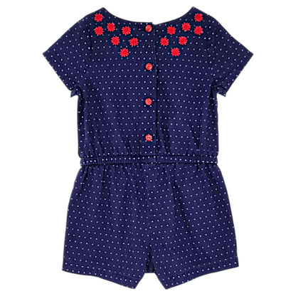 Combinaison bébé bleu marine à pois Tommy Hilfiger, vue de dos, fille 6-9 mois