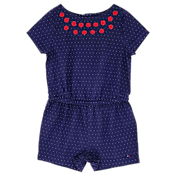 Combinaison bébé fille Tommy Hilfiger, bleu marine à pois, taille 6-9 mois, seconde main luxe, vue de face