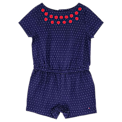 Combinaison bébé fille Tommy Hilfiger, bleu marine à pois, taille 6-9 mois, seconde main luxe, vue de face