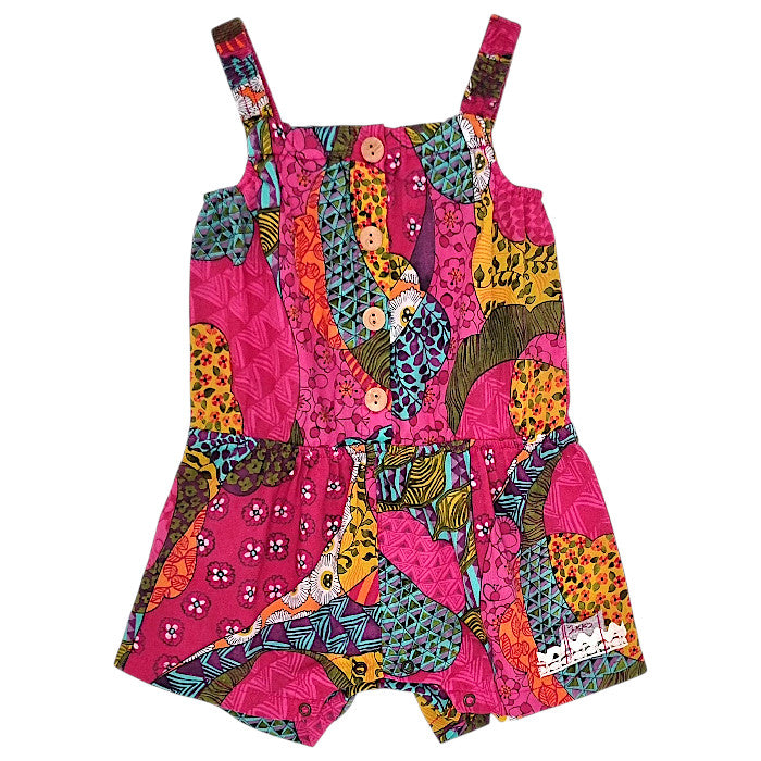 Combishort bébé fille IKKS Junior, multicolore à bretelles, taille 12 mois, seconde main premium, vue de face