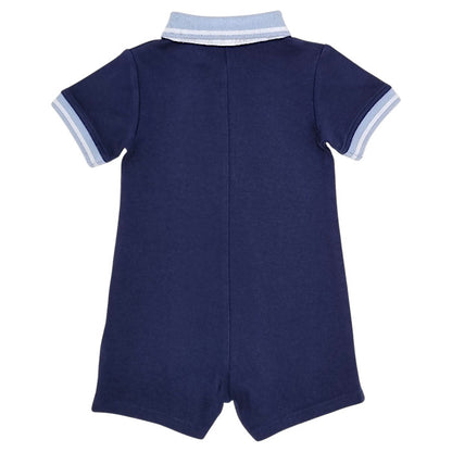 Combishort bébé bleu marine col polo Timberland, vue de dos, garçon 6 mois