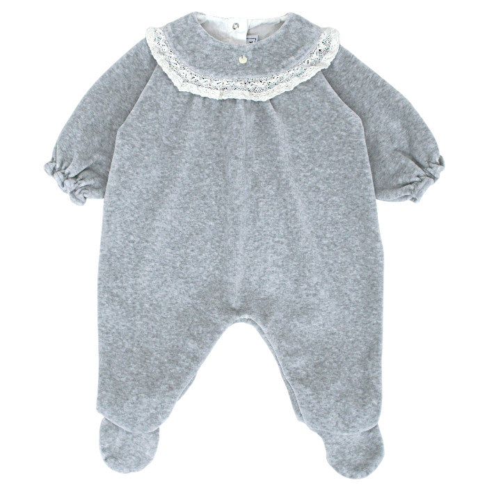 Dors-bien bébé fille gris en velours, taille 3 mois, marque Tartine et Chocolat - seconde main haut de gamme
