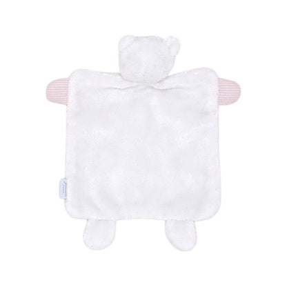 Doudou bébé blanc/rose plat ourson Jacadi, vue de dos, fille TU