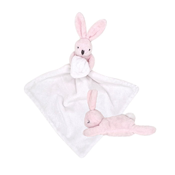 Doudou peluche lapin rose, Jacadi, bébé fille, vue de face, puériculture de seconde main en excellent état