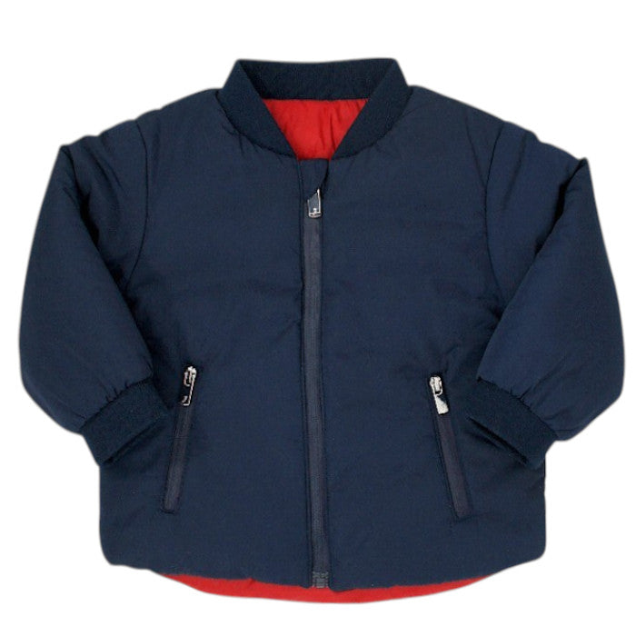 Doudoune bébé marine/rouge réversible Jacadi, vue de dos, garçon 12 mois