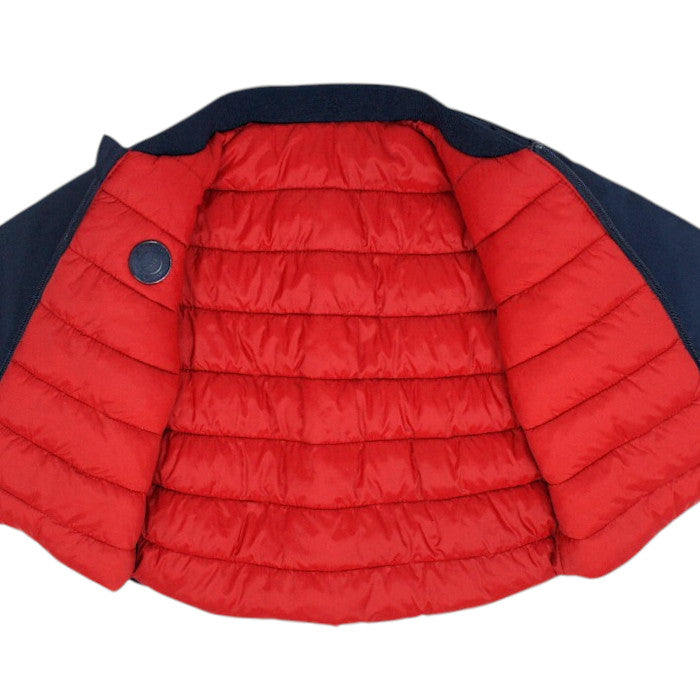 Intérieur de la doudoune Jacadi, marine/rouge réversible, taille 12 mois