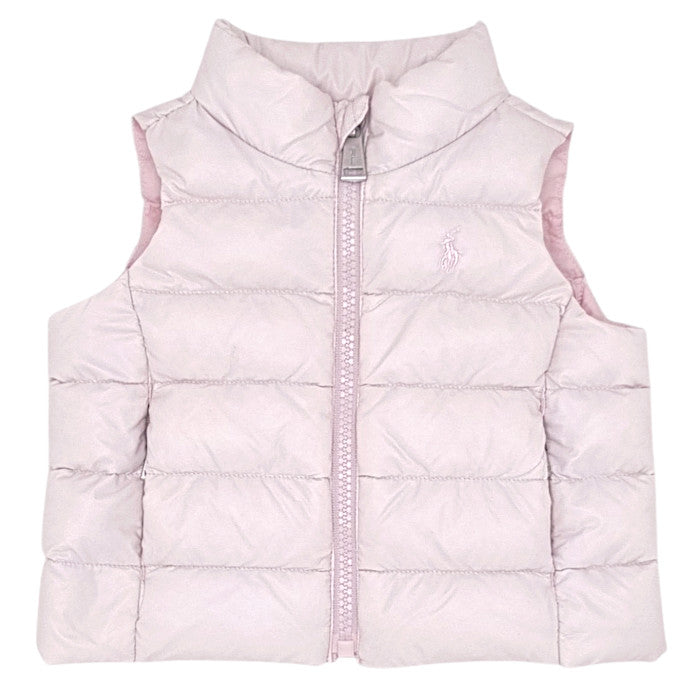 Doudoune sans manches bébé fille Ralph Lauren, rose pâle , taille 3 mois, seconde main luxe, vue de face
