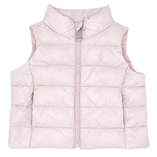 Doudoune sans manches bébé fille Ralph Lauren, rose pâle , taille 3 mois, seconde main luxe, vue de face