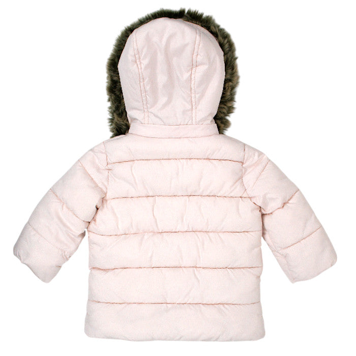 Doudoune bébé rose pâle à capuche amovible Tartine et Chocolat, vue de dos, fille 12 mois
