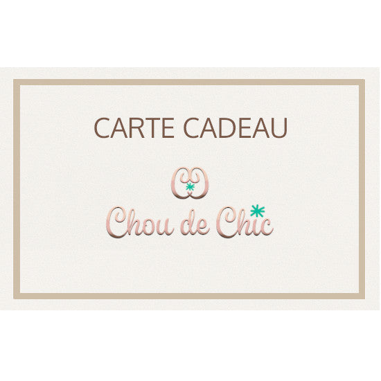Carte cadeau élégante et minimaliste Chou de Chic, fond neutre, logo rose et vert
