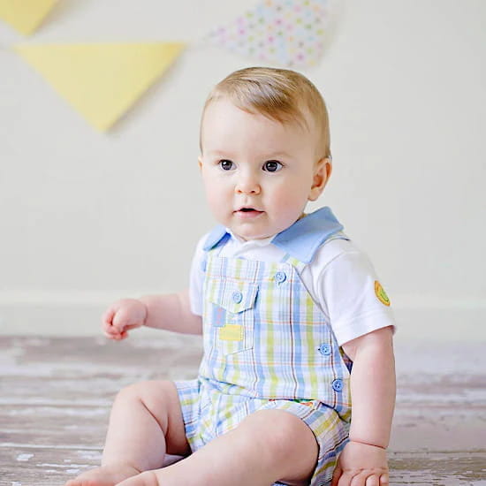 Ensemble bébé garçon body à col et salopette, seconde main, chic pour un grand moment