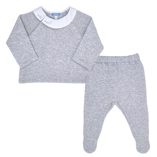 Ensemble confort bébé mixte gris pull et pantalon, taille 6 mois, marque Jacadi - seconde main haut de gamme
