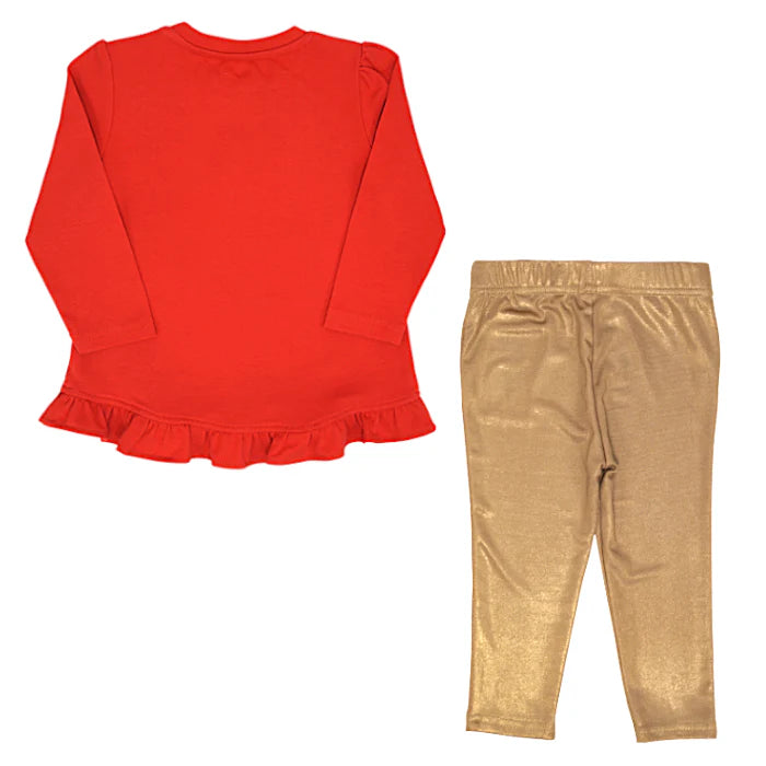 Ensemble bébé fille Guess 6-9 mois, rouge/doré, en tissu extensible