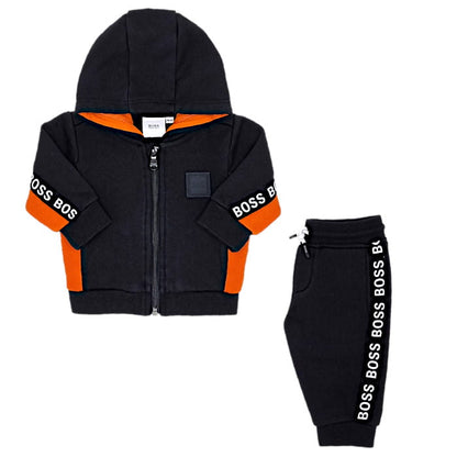 Ensemble jogging noir, Hugo Boss, garçon 3 mois, vue de face, vêtement bébé occasion de marque