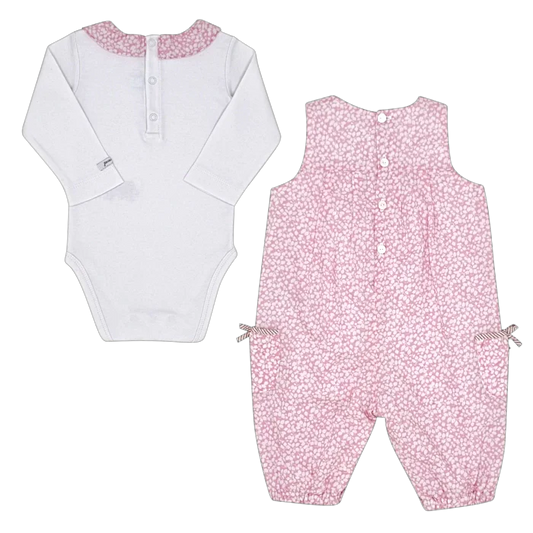 Ensemble bébé fille Jacadi 6 mois, rose/blanc, fermeture au dos