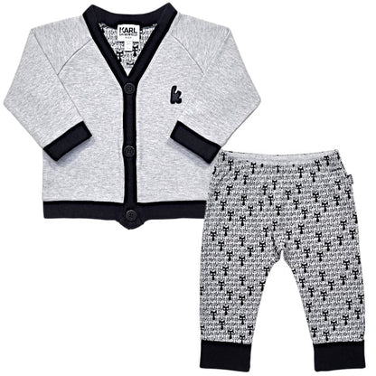 Ensemble Karl Lagerfeld bébé garçon 9 mois occasion gilet et caleçon bicolore gris chiné et noir