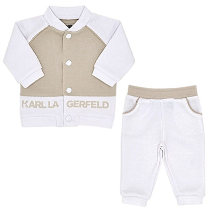 Ensemble jogging blanc, Karl Lagerfeld, 3 mois, vue de face, vêtement bébé fille chic