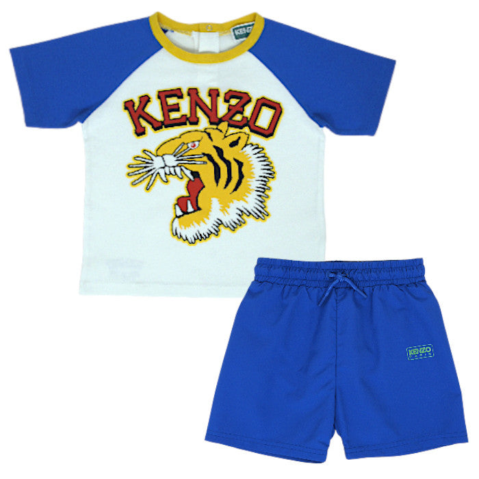 Ensemble bébé garçon bleu t-shirt et short de bain, taille 36 mois, marque Kenzo - seconde main luxe
