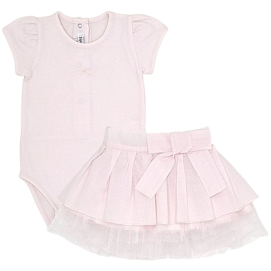 Ensemble bébé fille Repetto, rose body et jupe, taille 6 mois, seconde main premium, vue de face
