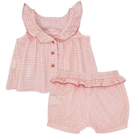 Ensemble bébé orange blouse et bloomer Tartine et Chocolat, vue de dos, fille 6 mois