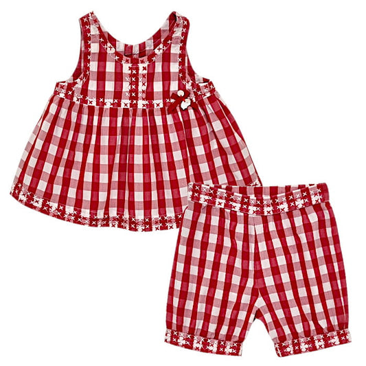 Ensemble bébé fille 6 mois motif vichy - Vêtement Tartine et Chocolat seconde main