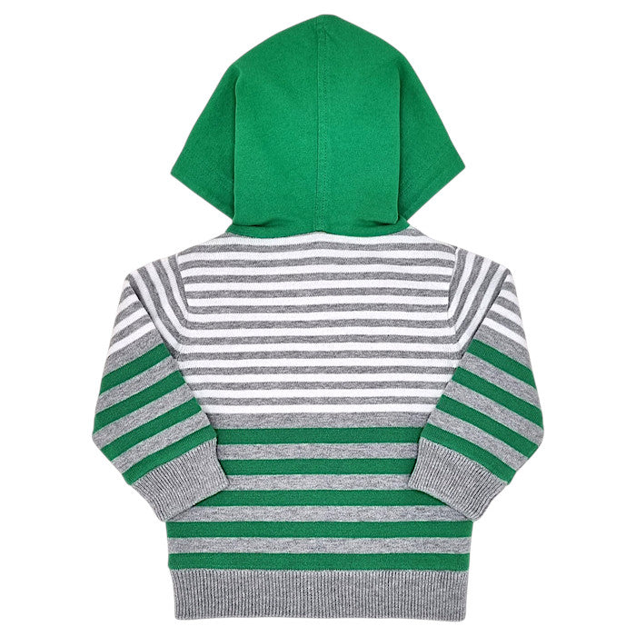 Gilet bébé gris/vert réversible IKKS, vue de dos, garçon 12 mois