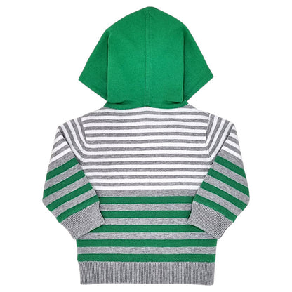 Gilet bébé gris/vert réversible IKKS, vue de dos, garçon 12 mois