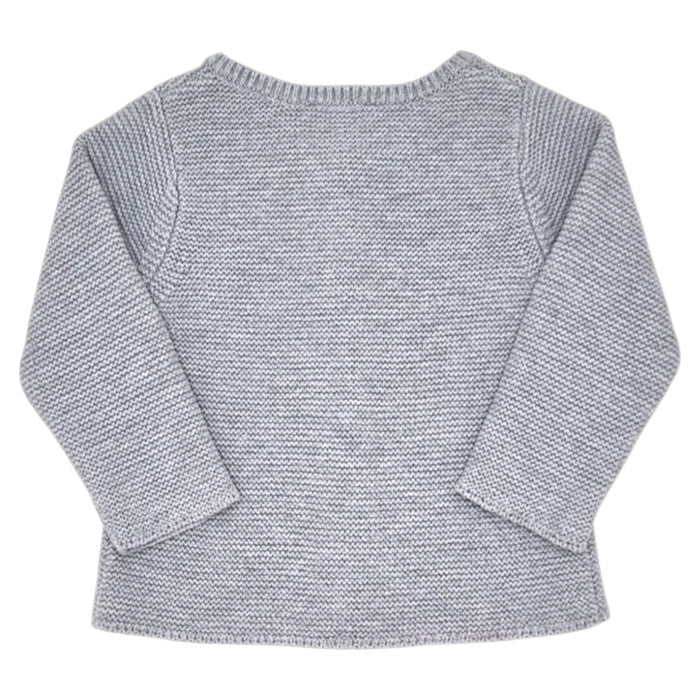 Gilet bébé gris en point mousse Jacadi, vue de dos, mixte 6 mois