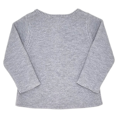 Gilet bébé gris en point mousse Jacadi, vue de dos, mixte 6 mois