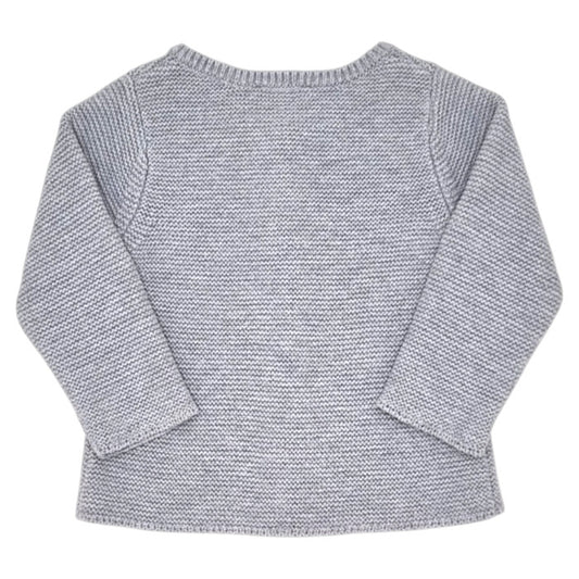 Gilet bébé gris en point mousse Jacadi, vue de dos, mixte 6 mois