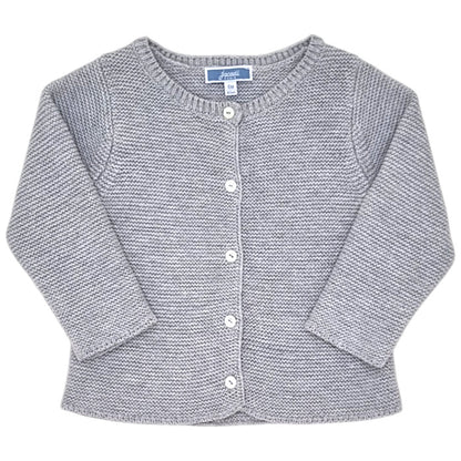 Gilet bébé mixte Jacadi, gris en point mousse, taille 6 mois, seconde main haut de gamme, vue de face