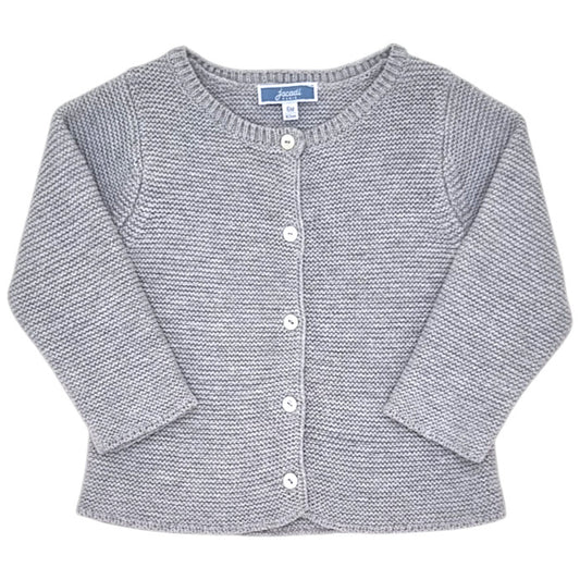 Gilet bébé mixte Jacadi, gris en point mousse, taille 6 mois, seconde main haut de gamme, vue de face