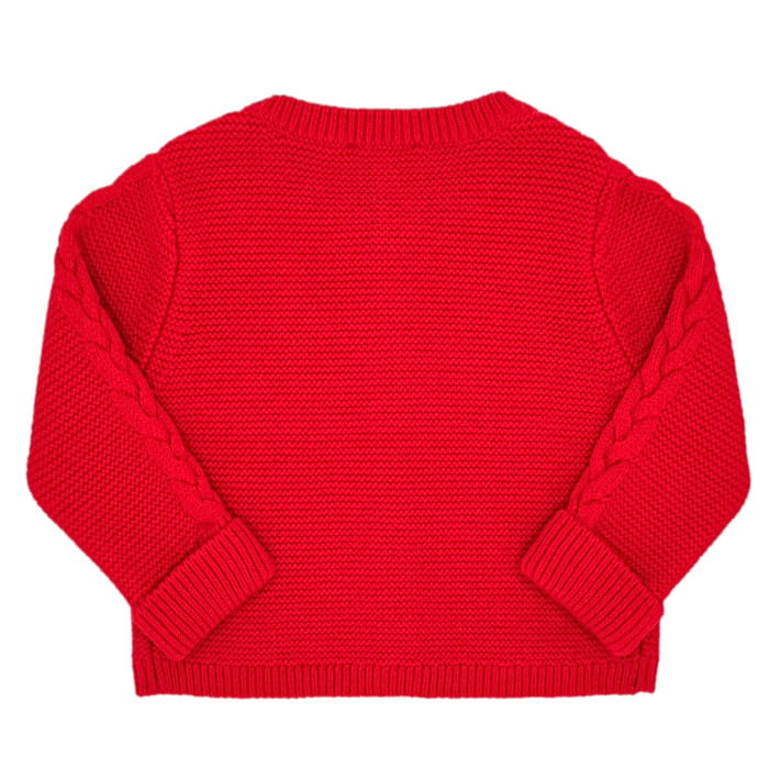 Gilet rouge torsades, Jacadi, 6 mois, vue de dos, vêtement mixte pour bébé, seconde main