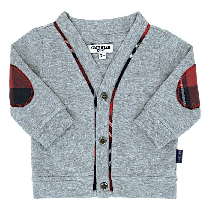 Gilet bébé garçon gris encolure V, taille 3 mois, marque Jean-Paul Gaultier - seconde main luxe