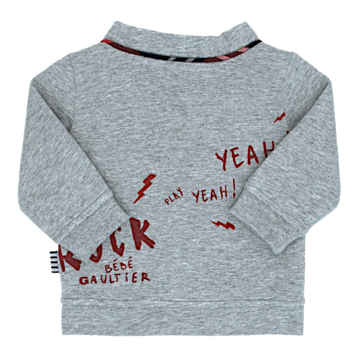 Gilet bébé garçon Jean-Paul Gaultier 3 mois, gris, manches longues avec coudières