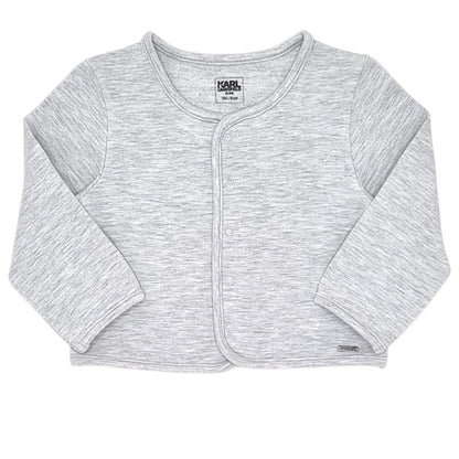 Gilet bébé mixte Karl Lagerfeld, gris chiné à pressions, taille 18 mois, seconde main luxe, vue de face