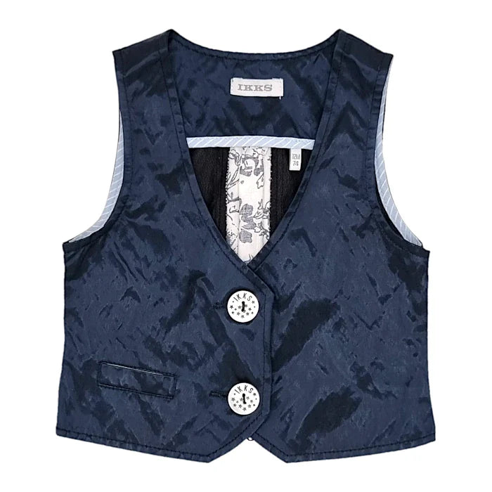 Gilet sans manches bébé garçon bleu en tissu satiné, taille 12 mois, marque IKKS - seconde main premium