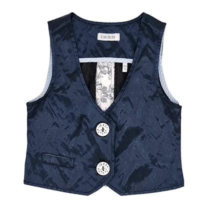 Gilet sans manches bébé garçon bleu en tissu satiné, taille 12 mois, marque IKKS - seconde main premium
