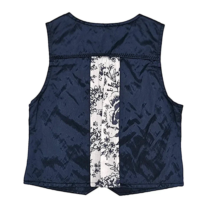 Gilet sans manches bébé garçon IKKS 12 mois, bleu, tissu souple et fleuri au dos